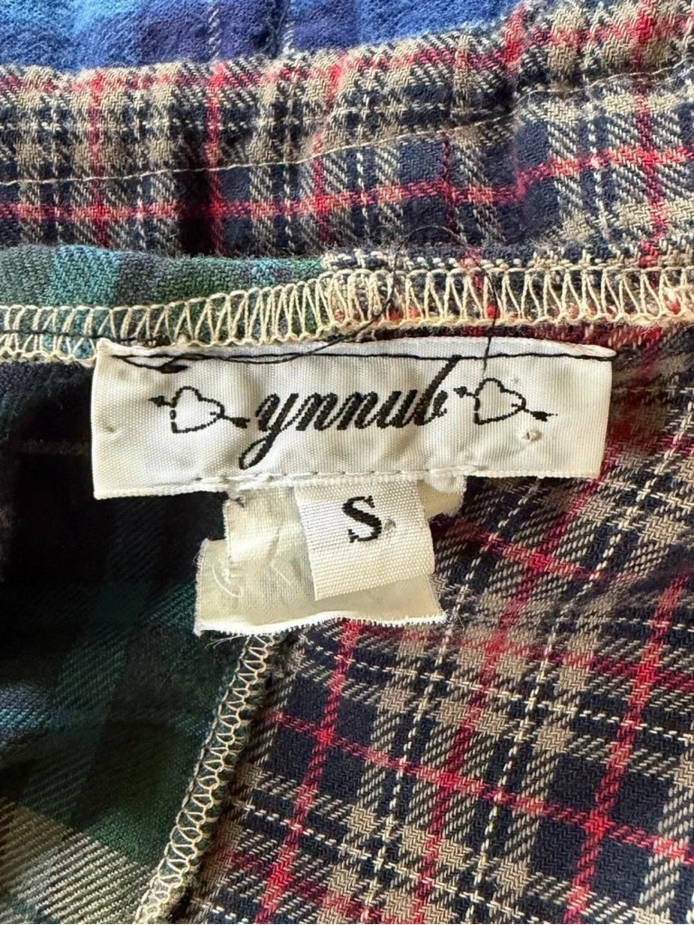 Vintage 90s patchwork crochet lace duster dress plaid grunge boho festival S-M - Picture 8 of 8